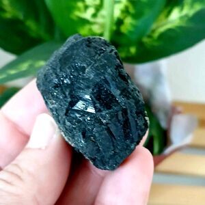 Black Tourmaline Raw Gemstone Crystal Home Garden Decor Accent 1.75 x 1.5"